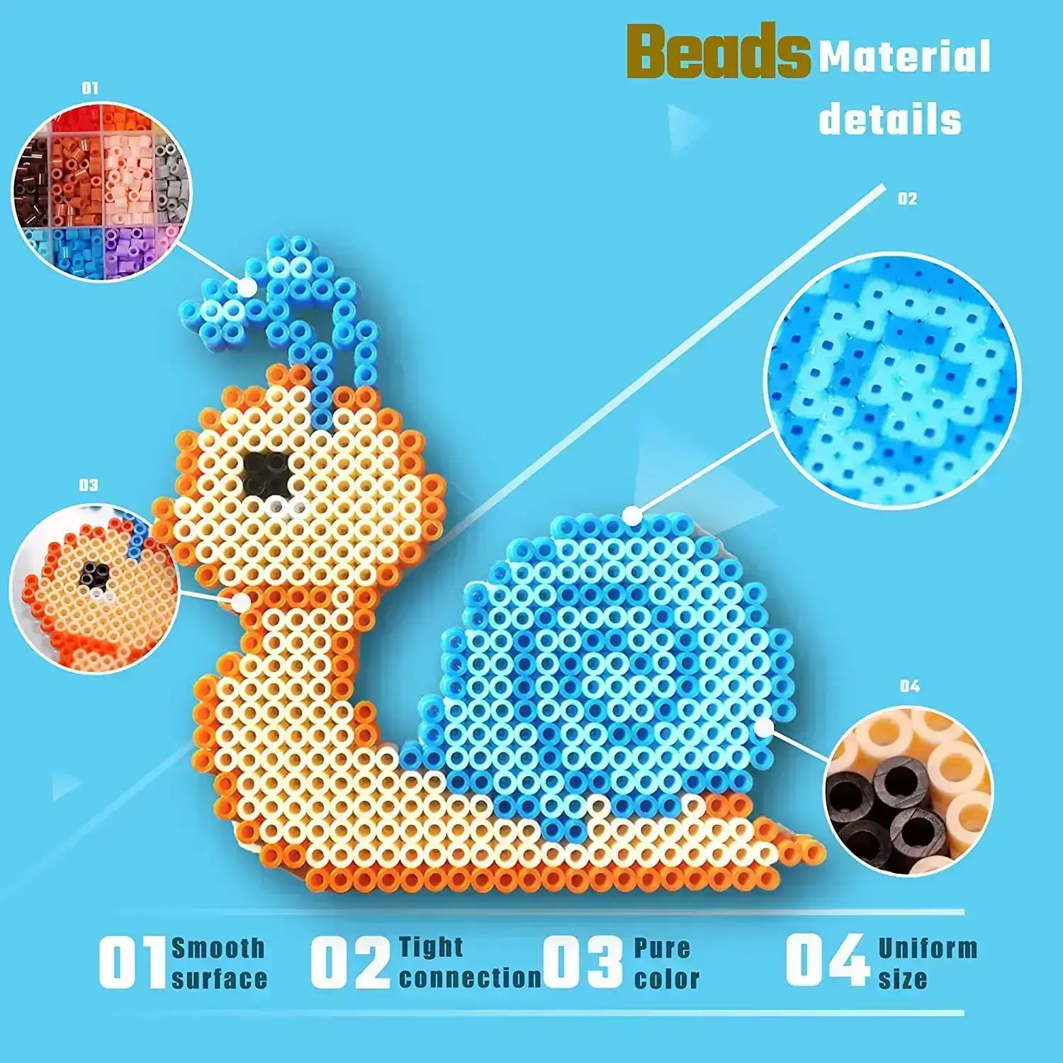 24 Colors Beads Kit, Beads, Beads, Ironing Paper for Kids Crafts Beading Activity Puzzles Toys for Boys and Girls, Size: 21.5x13.5x5cm